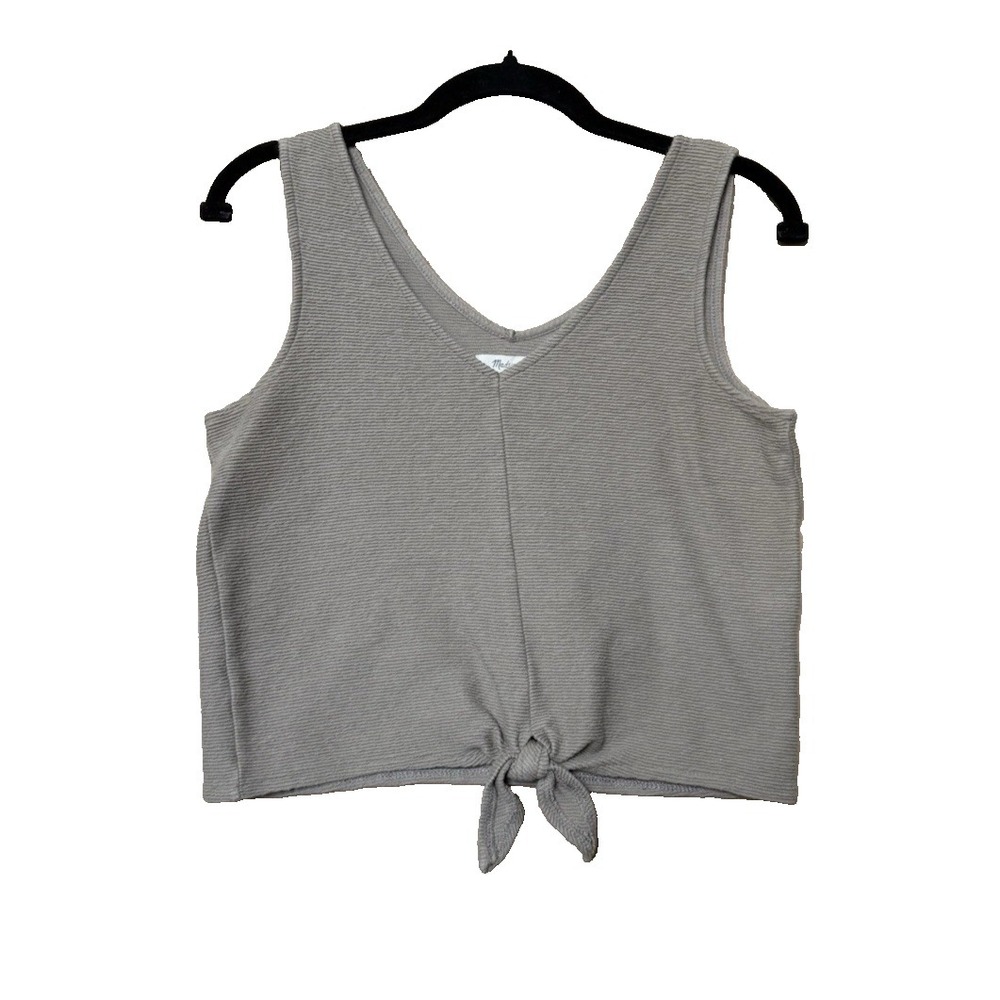 Madewell Texture & Thread Tie-Front Tank Top Taupe Brown Ribbed Size Small